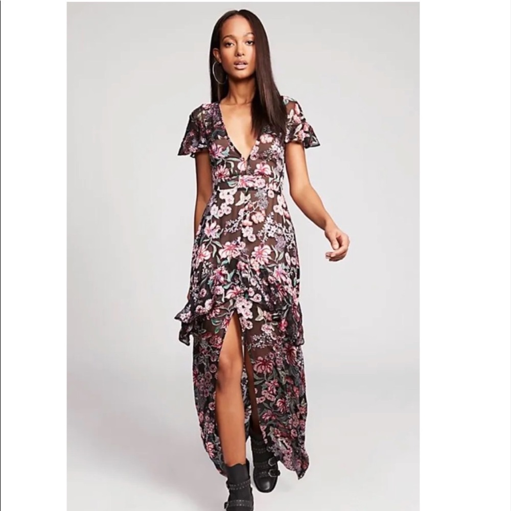 For Love and Lemons Vivi Burnout Maxi in Black